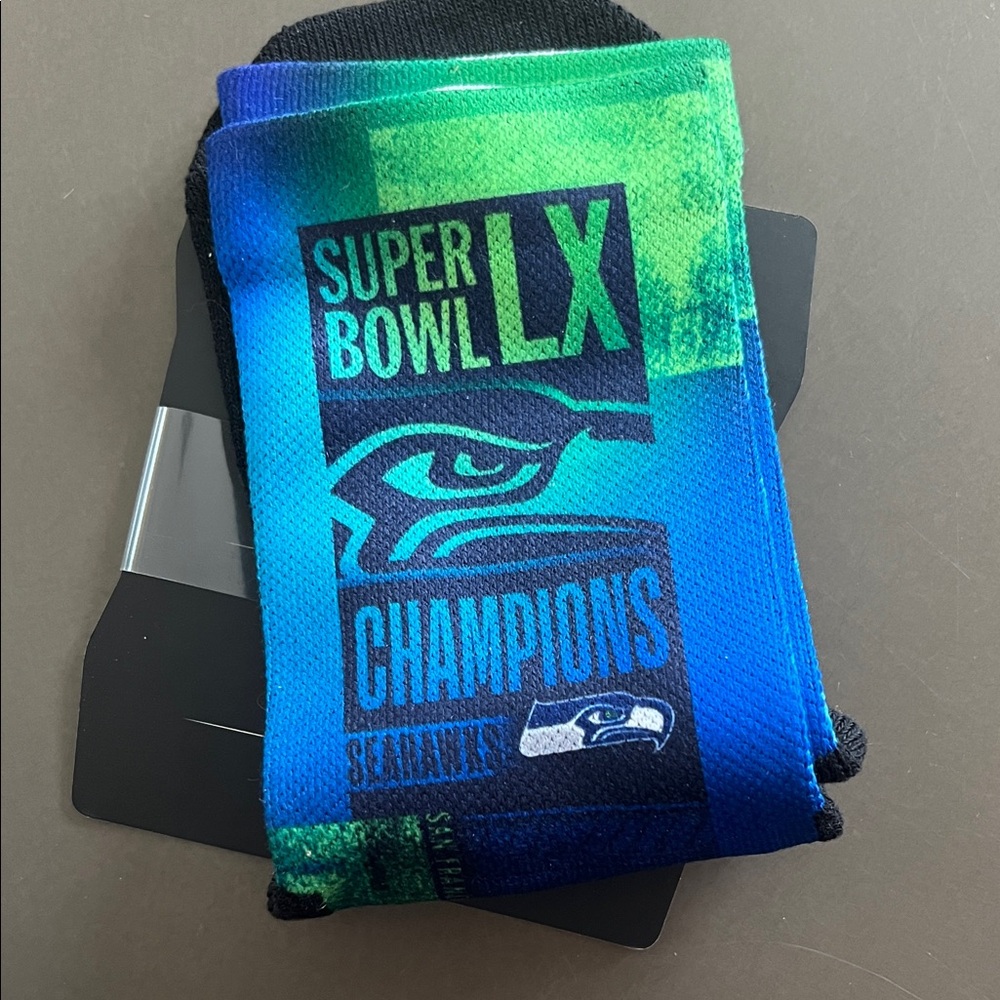 Seattle Seahawks Kids Super Bowl LX Champions Blue/Green Crew Socks